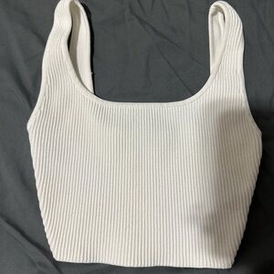 Aritzia Ribbed Cream Crop Top